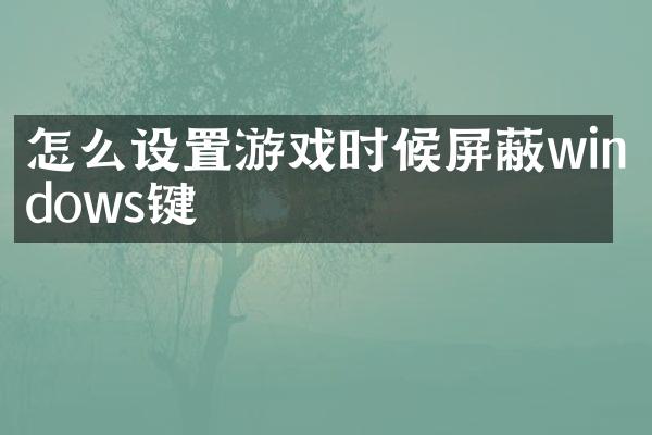 怎么设置游戏时候屏蔽windows键