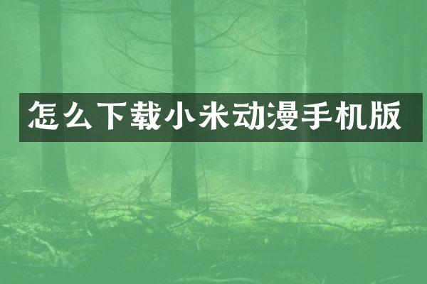 怎么下载小米动漫手机版