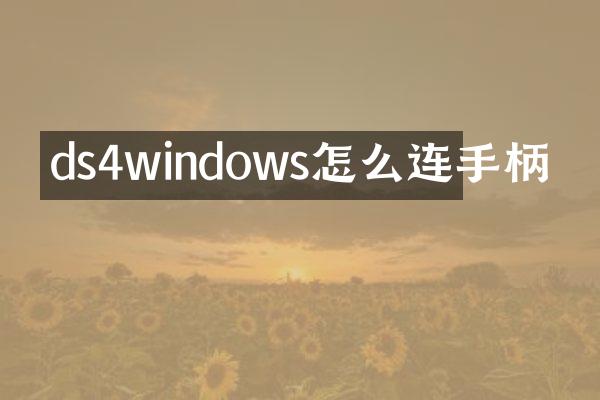 ds4windows怎么连手柄