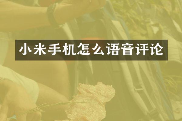 小米手机怎么语音评论