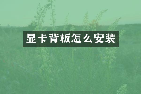 显卡背板怎么安装