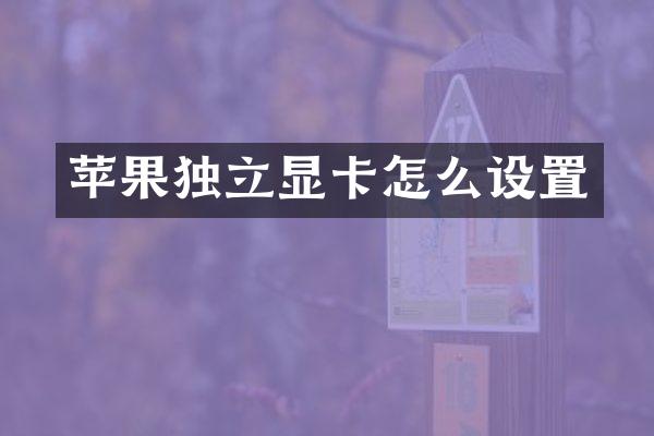 苹果独立显卡怎么设置