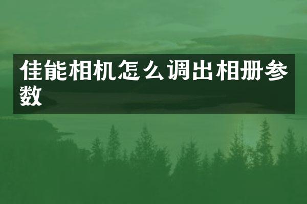 佳能相机怎么调出相册参数