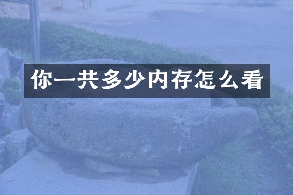你一共多少内存怎么看