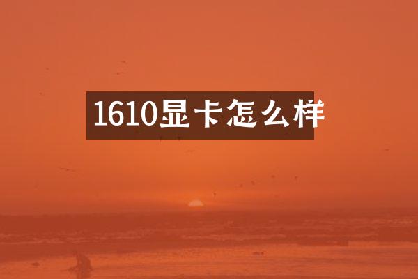 1610显卡怎么样