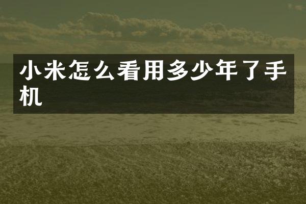 小米怎么看用多少年了手机