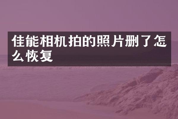 佳能相机拍的照片删了怎么恢复