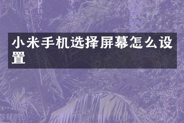 小米手机选择屏幕怎么设置