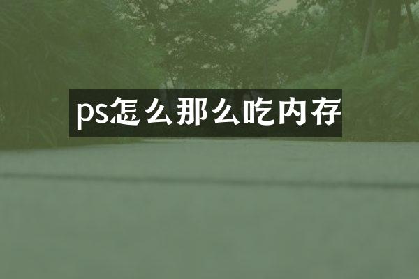 ps怎么那么吃内存