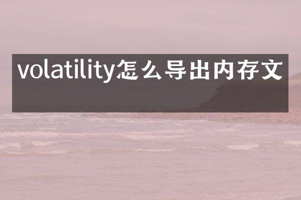 volatility怎么导出内存文件