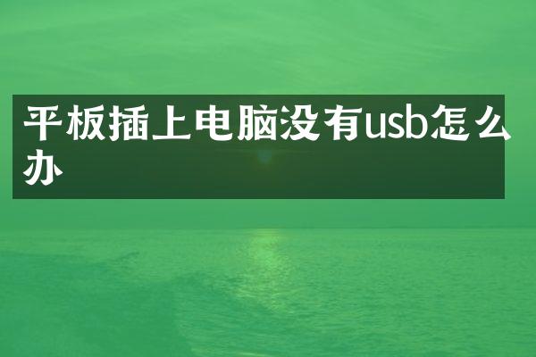 平板插上电脑没有usb怎么办