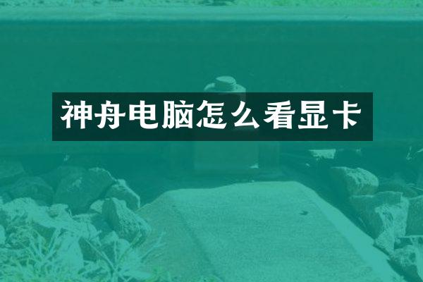 神舟电脑怎么看显卡