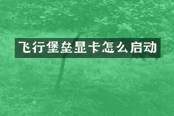 飞行堡垒显卡怎么启动