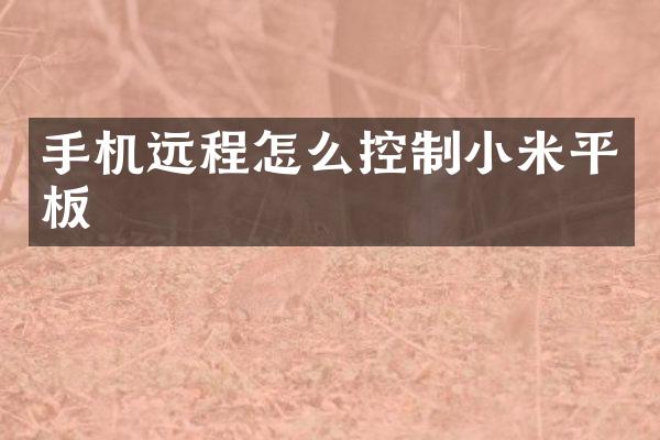 手机远程怎么控制小米平板