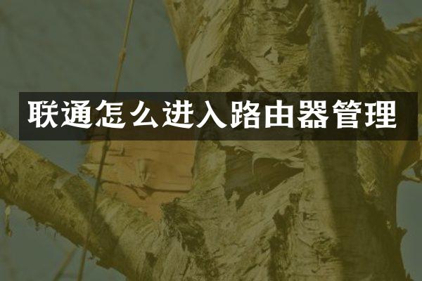 联通怎么进入路由器管理