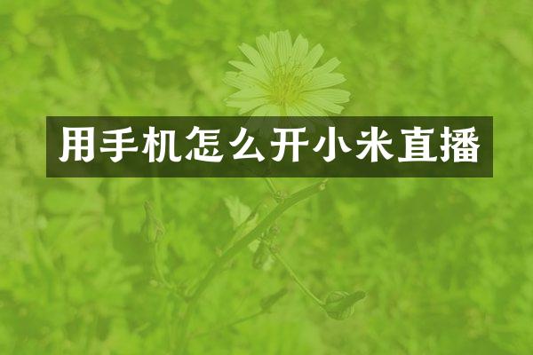 用手机怎么开小米直播