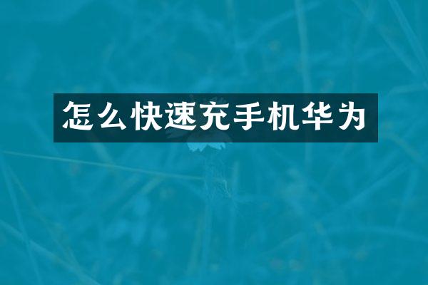 怎么快速充手机华为