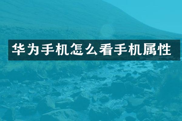华为手机怎么看手机属性