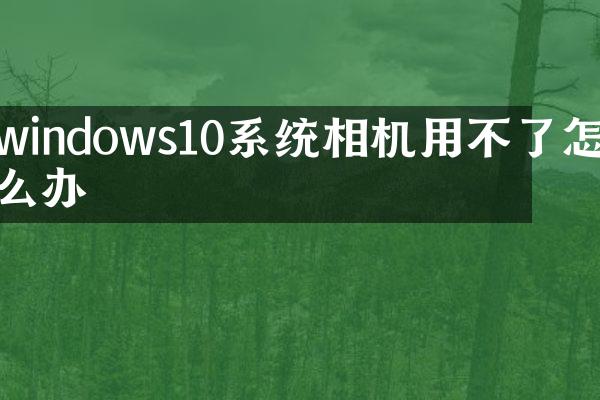 windows10系统相机用不了怎么办
