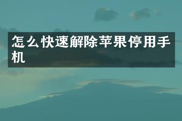 怎么快速解除苹果停用手机