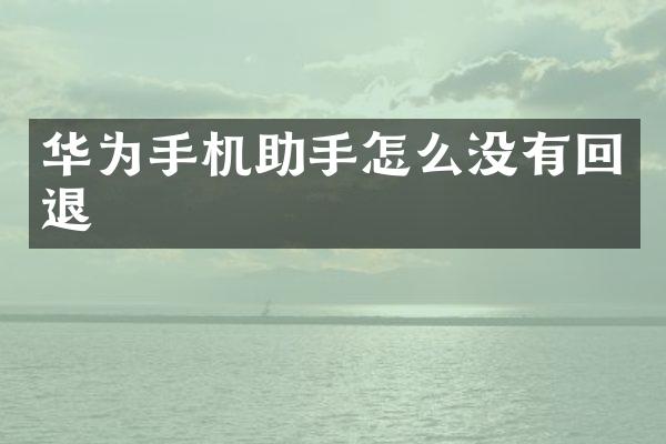 华为手机助手怎么没有回退