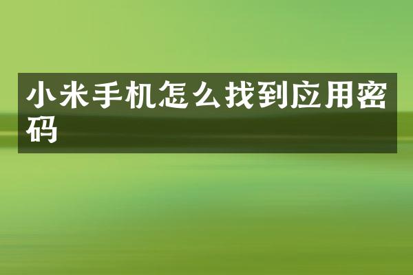 小米手机怎么找到应用密码