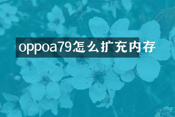 oppoa79怎么扩充内存