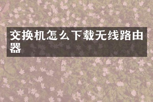交换机怎么下载无线路由器