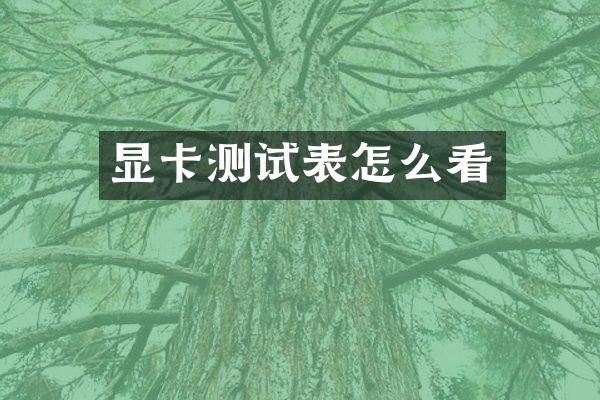 显卡测试表怎么看