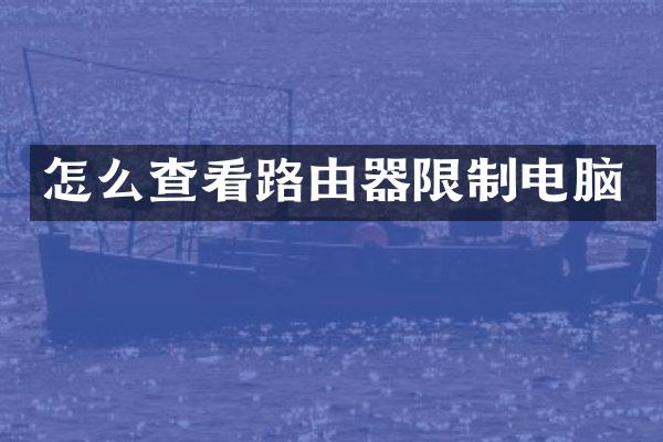 怎么查看路由器限制电脑