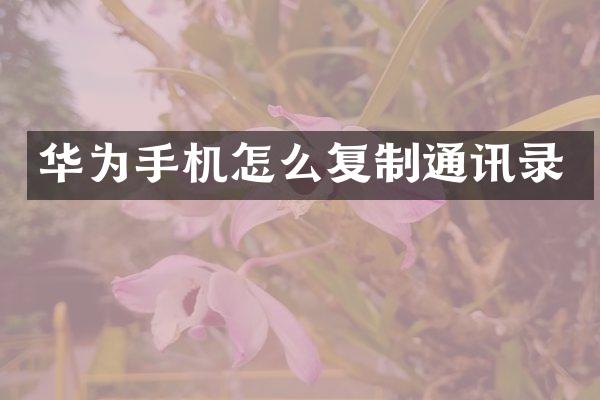 华为手机怎么复制通讯录