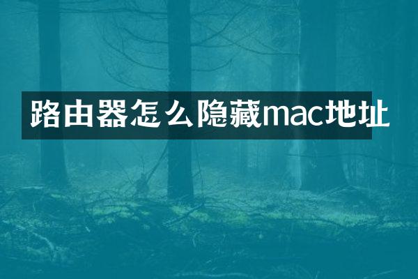 路由器怎么隐藏mac地址