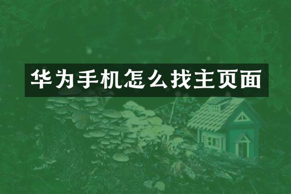 华为手机怎么找主页面