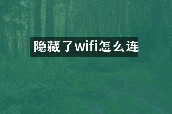 隐藏了wifi怎么连