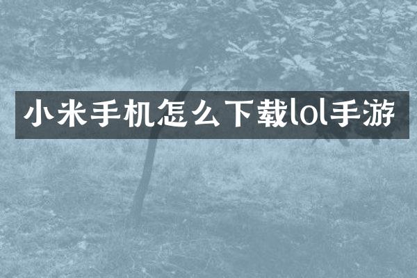 小米手机怎么下载lol手游