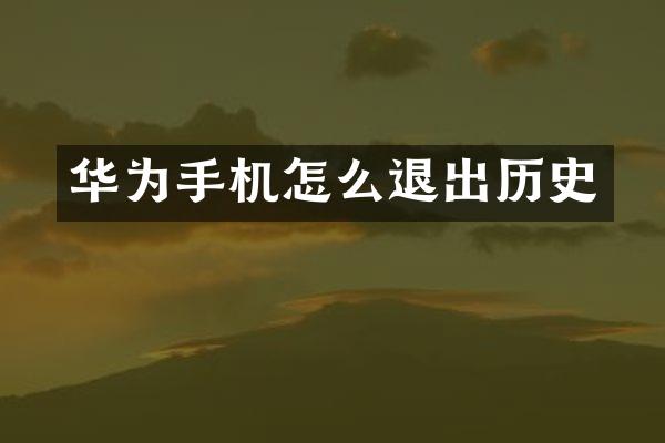 华为手机怎么退出历史