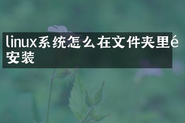linux系统怎么在文件夹里面安装