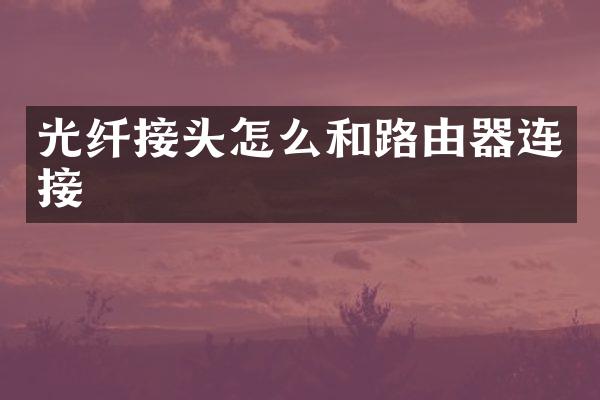 光纤接头怎么和路由器连接