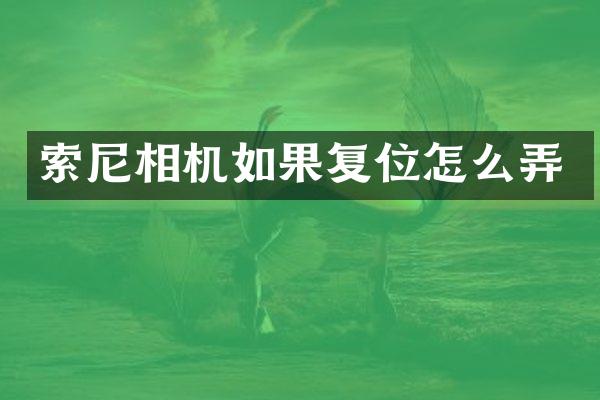 相机如果复位怎么弄