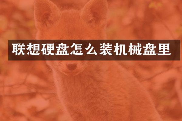 联想硬盘怎么装机械盘里