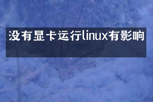 没有显卡运行linux有影响吗