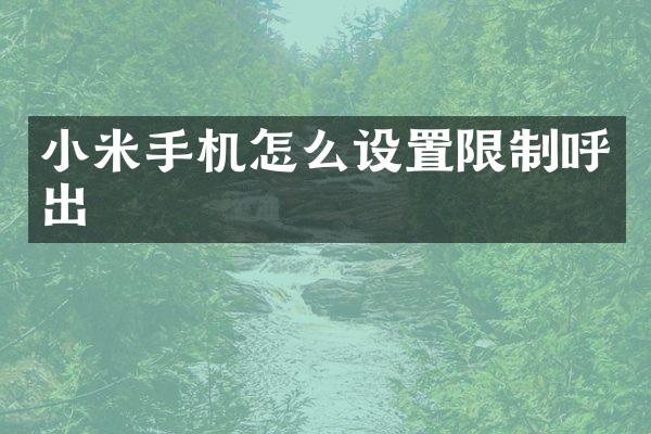 小米手机怎么设置限制呼出