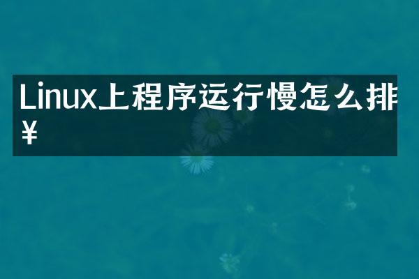 Linux上程序运行慢怎么排查
