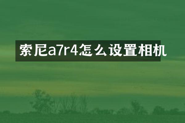 a7r4怎么设置相机