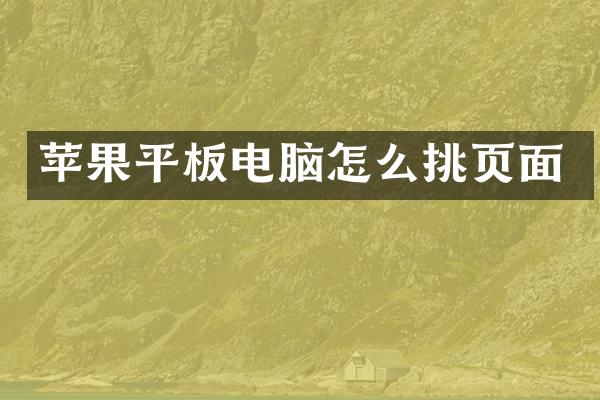 苹果平板电脑怎么挑页面