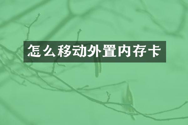 怎么移动外置内存卡