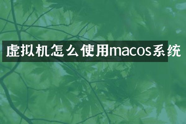 虚拟机怎么使用macos系统