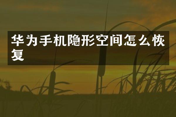 华为手机隐形空间怎么恢复