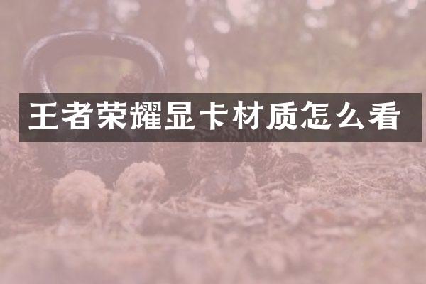 王者荣耀显卡材质怎么看
