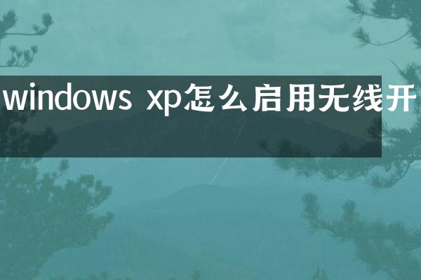 windows xp怎么启用无线开关